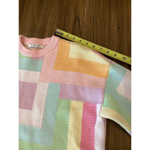 Olivia Rubin Aria Color Block Pastel Sweater Crew Neck Pullover Cotton revolve S - Picture 6 of 11